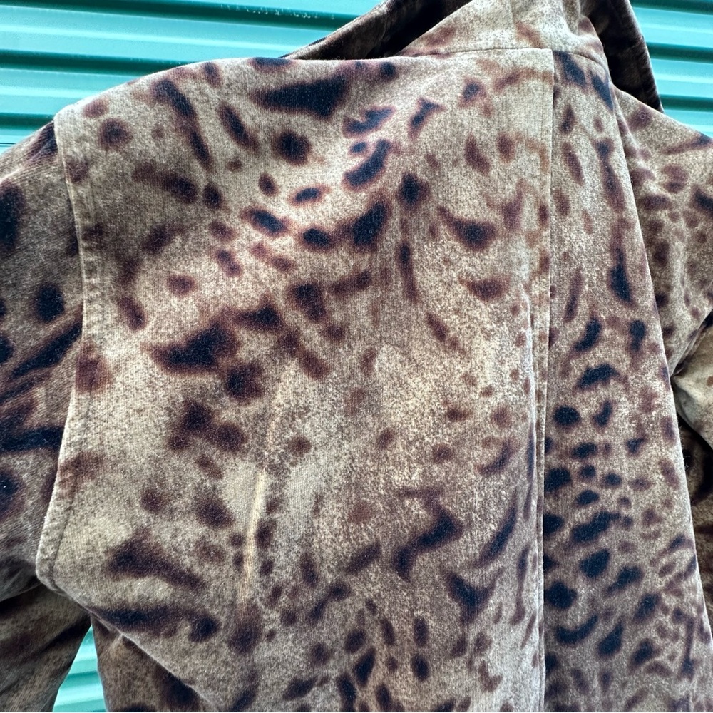 Linda Allard Ellen Tracy Brown BOHO Print Velour Jacket Relaxed Fit Lined Art - Picture 5 of 16